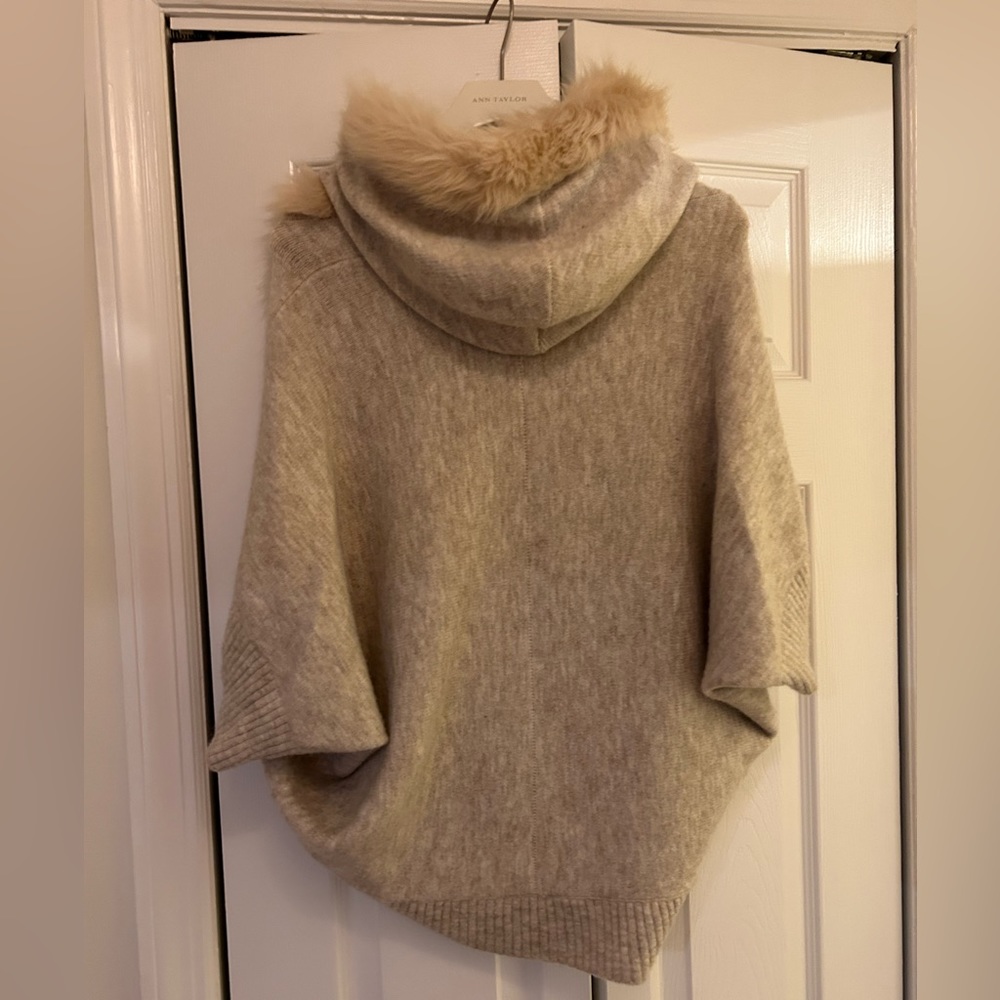 Gray/Beige Fur Hood Sweater - Picture 2 of 3